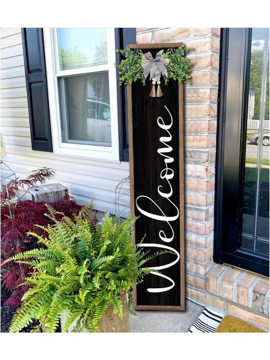 Other - Rustic Vertical Welcome Sign for Front Porch - 45" Tall Outdoor Decor, Farmhouse